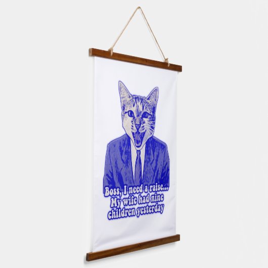 Grappig boze kat meme voor kat-liefhebbers hangend wandkleed (Gebogen)