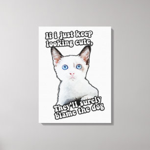 Grappig boze kat-meme voor katten en katteneigenaa canvas afdruk