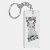 Grappig boze kat-meme voor katten en katteneigenaa sleutelhanger (Voorkant Links)