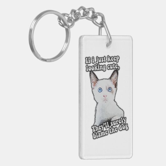 Grappig boze kat-meme voor katten en katteneigenaa sleutelhanger (Voorkant Links)