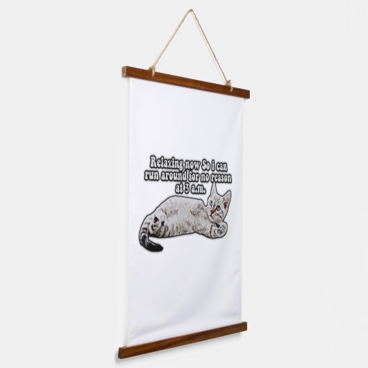 Grappig boze kattenmeme voor katteneigenaars en -l hangend wandkleed (Gebogen)