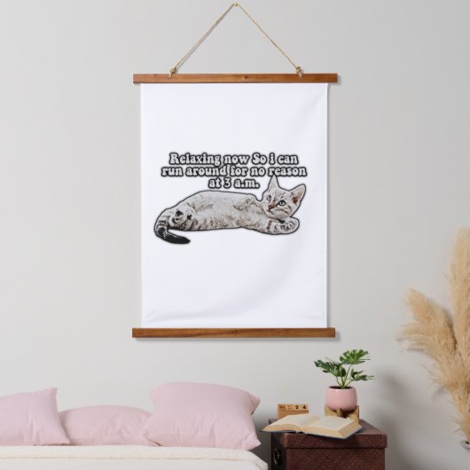 Grappig boze kattenmeme voor katteneigenaars en -l hangend wandkleed (Slaapkamer)