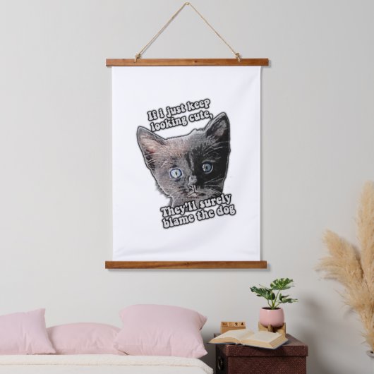 Grappig boze kattenmeme voor katteneigenaars en -l hangend wandkleed (Slaapkamer)