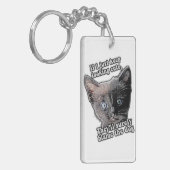 Grappig boze kattenmeme voor katteneigenaars en -l sleutelhanger (Voorkant Links)