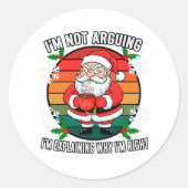 Grappig Boze Kerstman Sarcastisch Vakantie Gift Ronde Sticker (Voorkant)
