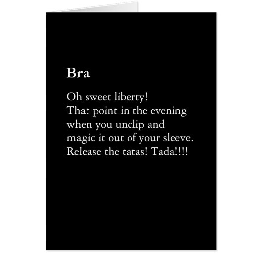 Grappig Bra Gedicht Blank Kaart (Voorkant)