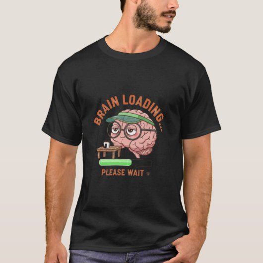 Grappig Brain Laadt Coffee T-Shirt (Voorkant)