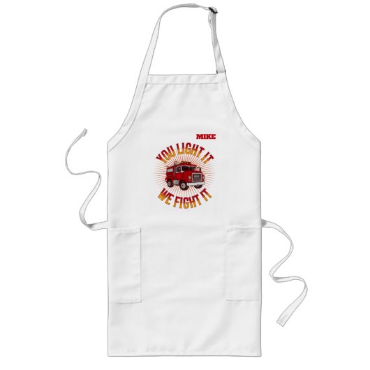 Grappig brandweerkoken lang schort (Voorkant)