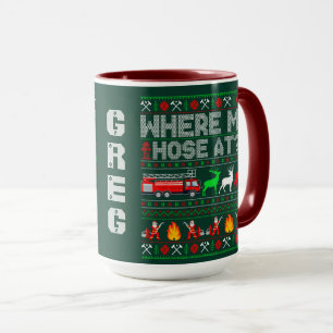 Grappig brandweerman kerst ontwerp mok