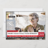 Grappig Breaking News Pensioen 🎉 Partij Kaart (Voorkant)