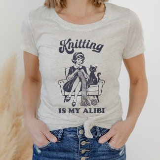 Grappig Breien Is Mijn Alibi Retro Zwarte Kat Tri-Blend Shirt