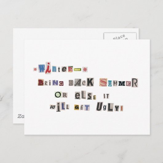 Grappig Breng Zomer Ransom Note Collage Briefkaart (Voorkant / Achterkant)