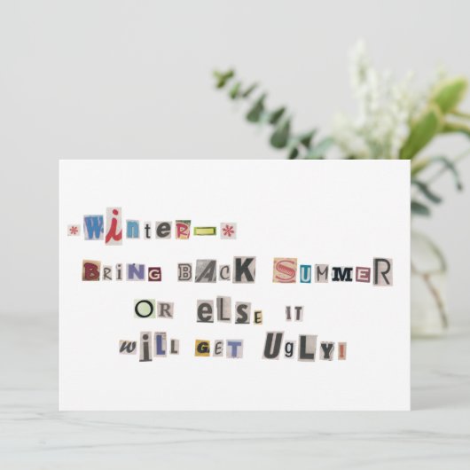 Grappig Breng Zomer Ransom Note Collage Kaart (Staand voorkant)