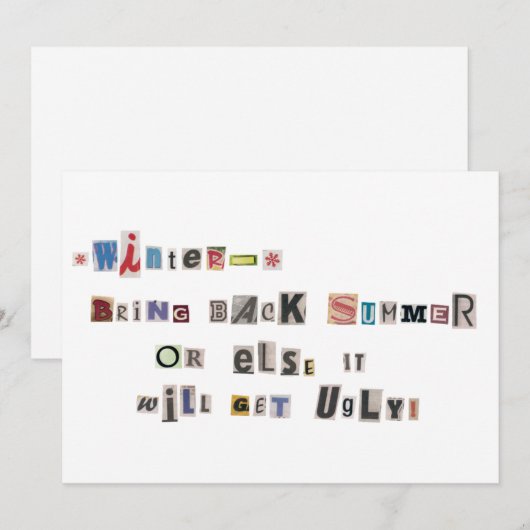 Grappig Breng Zomer Ransom Note Collage Kaart (Voorkant / Achterkant)