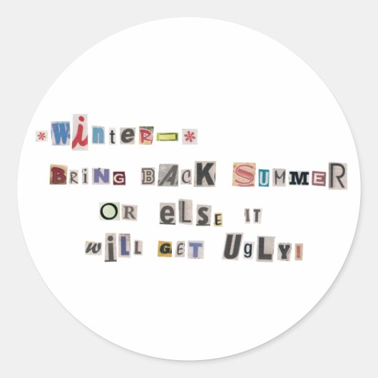 Grappig Breng Zomer Ransom Note Collage Ronde Sticker (Voorkant)