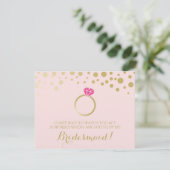 Grappig BRIDESMAID VOORSTEL kaart ~ Pink & Faux Go (Staand voorkant)