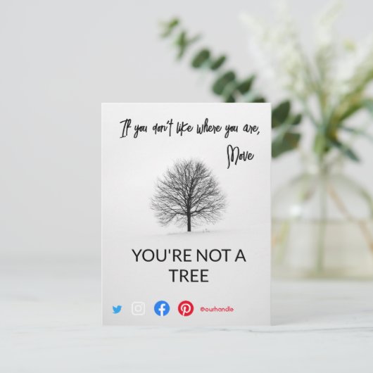 grappig briefkaart dat je geen boom bent (Staand voorkant)