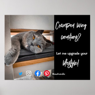 grappig briefkaart in onroerend goed, gekookte lev poster