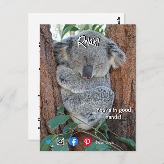 grappig briefkaart ontspannen koala (Voorkant / Achterkant)