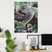 grappig briefkaart ontspannen koala poster (Thuiskantoor)
