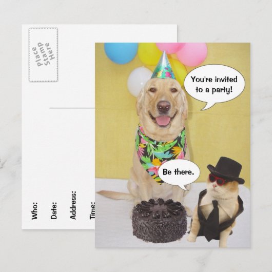 Grappig Briefkaart uitnodiging (Voorkant / Achterkant)