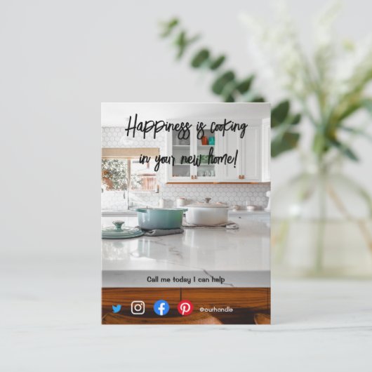 grappig briefkaart voor onroerend goed dat nieuw h (Staand voorkant)