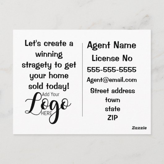 grappig briefkaart voor onroerend goed dat nieuw h (Achterkant)