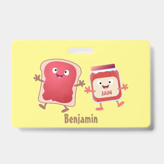 Grappig brood en jam cartoonpersonages badge (Voorzijde)