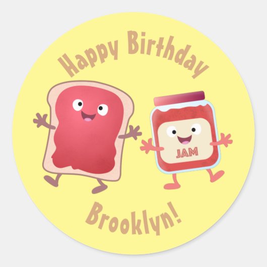 Grappig brood en tekenfilm klassieke rou ronde sticker (Voorkant)