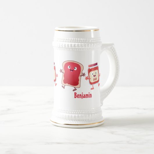 Grappig brood- en tekenfilmfiguren bierpul (Voorkant rechts)