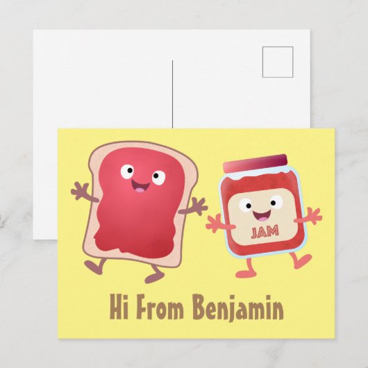 Grappig brood- en tekenfilmfiguren briefkaart (Voorkant / Achterkant)