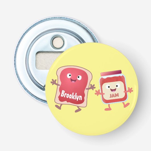 Grappig brood- en tekenfilmfiguren button flesopener (Voorkant)