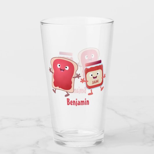 Grappig brood- en tekenfilmfiguren glas (Voorkant)