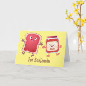 Grappig brood- en tekenfilmfiguren kaart (Gele Bloem)