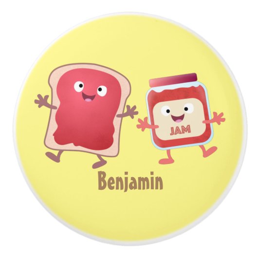 Grappig brood- en tekenfilmfiguren keramische knop (Voorkant)