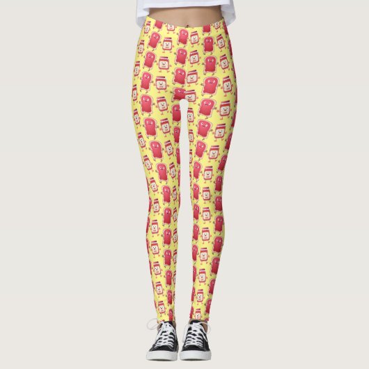 Grappig brood- en tekenfilmfiguren leggings (Voorkant)