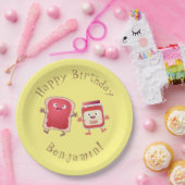 Grappig brood- en tekenfilmfiguren papieren bordje (Feest)