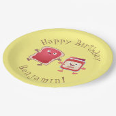 Grappig brood- en tekenfilmfiguren papieren bordje (Gekanteld)