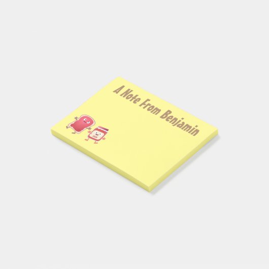 Grappig brood- en tekenfilmfiguren post-it® notes (Schuin)