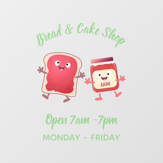 Grappig brood- en tekenfilmfiguren raamsticker (Vel)