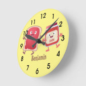 Grappig brood- en tekenfilmfiguren ronde klok (Hoek)