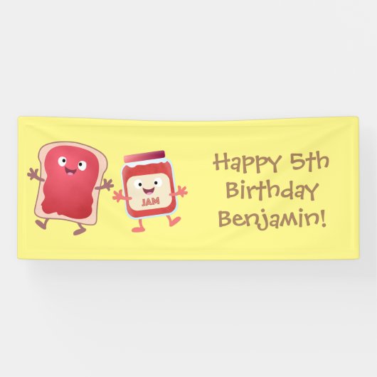 Grappig brood- en tekenfilmfiguren spandoek (Horizontaal)