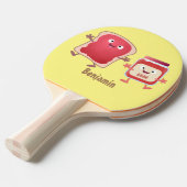 Grappig brood- en tekenfilmfiguren tafeltennisbatje (Voorkant Gekanteld)
