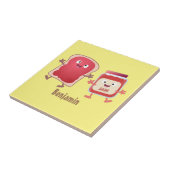 Grappig brood- en tekenfilmfiguren tegeltje (Zijkant)