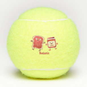 Grappig brood- en tekenfilmfiguren tennisballen