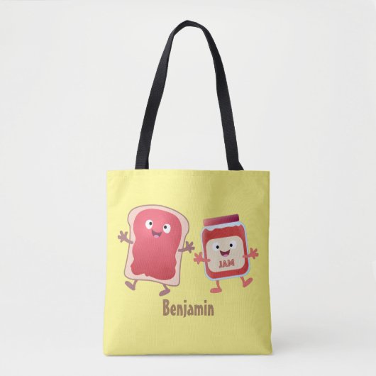 Grappig brood- en tekenfilmfiguren tote bag (Voorkant)