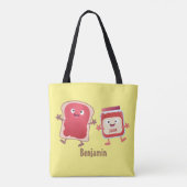 Grappig brood- en tekenfilmfiguren tote bag (Achterkant)