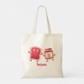 Grappig brood- en tekenfilmfiguren tote bag (Achterkant)