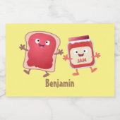 Grappig brood- en tekenfilmfiguren voedselcontainer etiket (Enkel label)