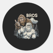 Grappig Bros Bigfoot en Yeti Brothers Sasquatch on Ronde Sticker (Voorkant)
